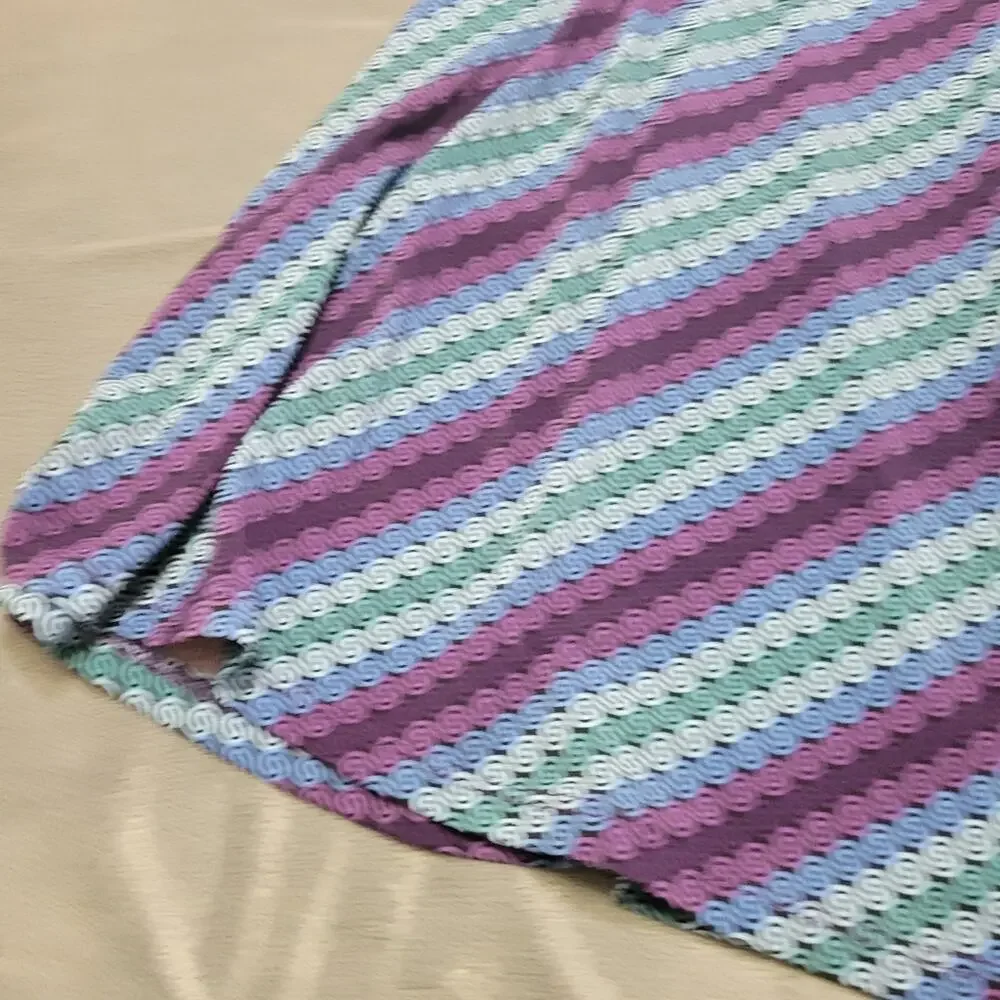 LULAROE Skirt Womens Large Blue Purple Striped‎ Comfort Strech Pull On Geometric